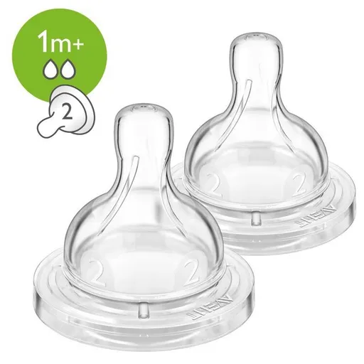 Philips Avent cumlík Anti colic/Classic pomalý průtok bílá 2 ks,Philips AVENT Cumlík Antikolik 2 pomalý 1m+ 2 ks