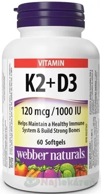WEBBER NATURALS Vitamín K2 120 mcg + D3 1000 IU 60 kapsúl