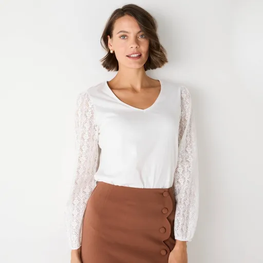 Tričko s dlhými čipkovými rukávmi