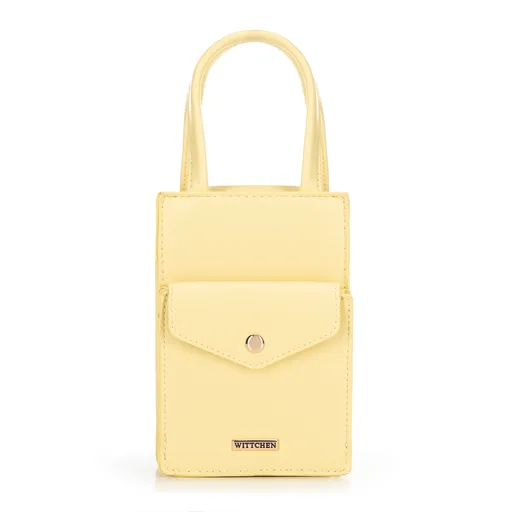 Dámska mini kabelka na telefón z ekokože žltá 100-4Y-227-Y