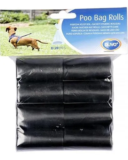 Duvo+ Sáčky na zber psích výkalov čierne 8 x 20 ks