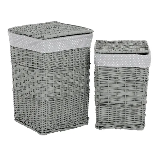 Súprava prútených košov na bielizeň Šedý bodka​, 2 ks, 2 veľkosti, 40 x 60 x 40 cm