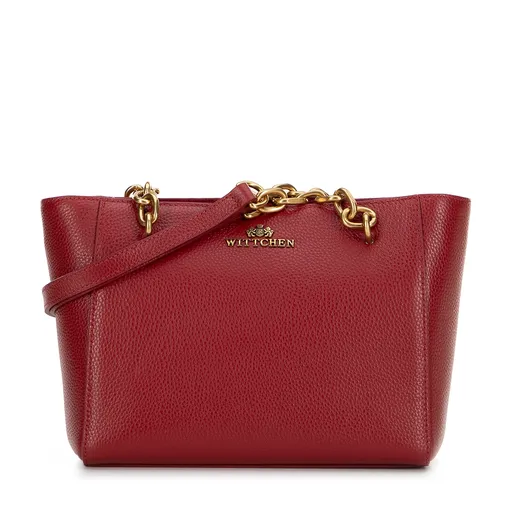 Dámska ramenná kožená kabelka červená 100-4E-604-3