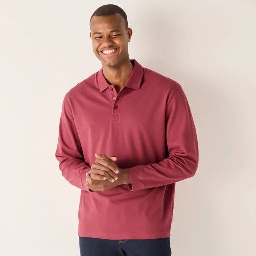 Jednofarebné polo tričko s dlhými rukávmi