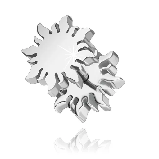 Lesklý oceľový falošný plug do ucha - slnko