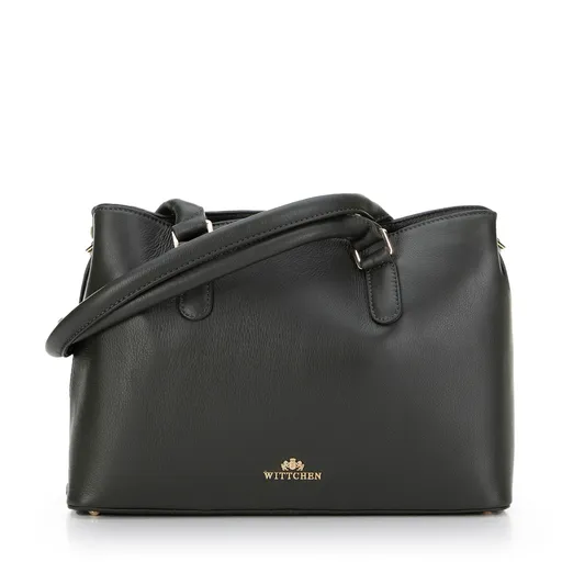 Kožená shopper kabelka dvojkomorová zelená 99-4E-018-Z