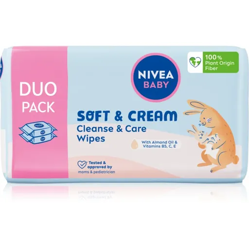 NIVEA BABY Soft & Cream detské jemné vlhčené obrúsky 2x57 ks