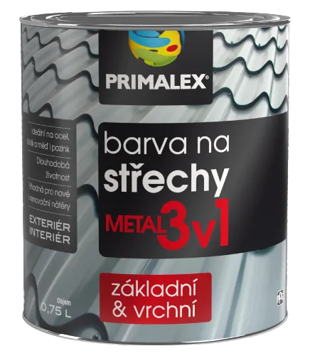 PRIMALEX METAL 3v1 - Farba na strechy metal - biela 2,5 L