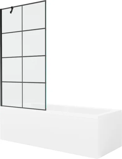 MEXEN/S - Cubik obdĺžniková vaňa 170 x 70 cm s panelom + vaňová zástena 90, čierna vzor 550317070X9509007077