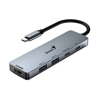 USB (3.0) hub 5-port, UH-500 31240003400, šedý, Genius, 2x USB 3.0,1x HDMI,2x USB-C,Power Delivery 100W