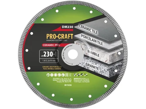 Diamantový rezný kotúč 230 mm PROCRAFT DM230 Ceramic PRO