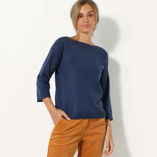 Pulóver s lodičkovým výstrihom a 7/8 rukávmi