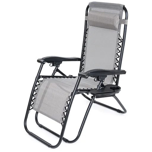 4Home Záhradné plážové polohovacie kreslo Relax, sivá