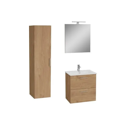 VitrA Mia kúpeľňová zostava s umývadlom 60 cm vrátane umývadlovej batérie, vtoku a sifónu golden oak KSETMIA60D