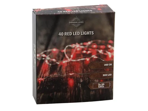 SVENSKA LIVING Svetelná reťaz 40LED 200cm červená