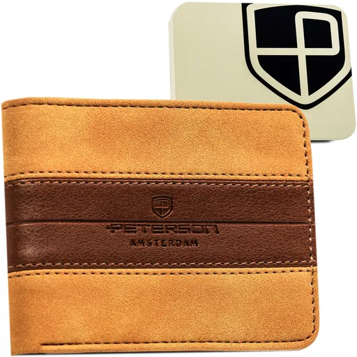Hnedá pánska peňaženka bez zapínania z ekokože - Peterson