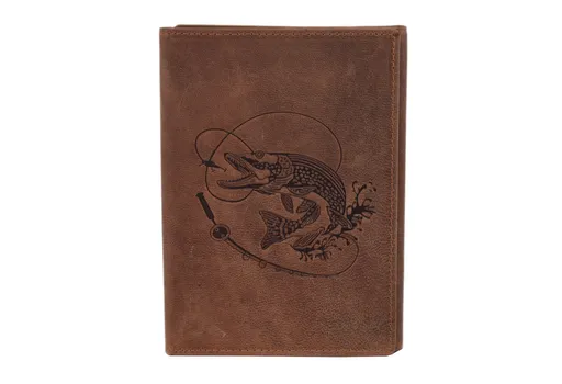 Rybárska dokladovka MERCUCIO svetlohnedá embos šťuka s udicou 2911952