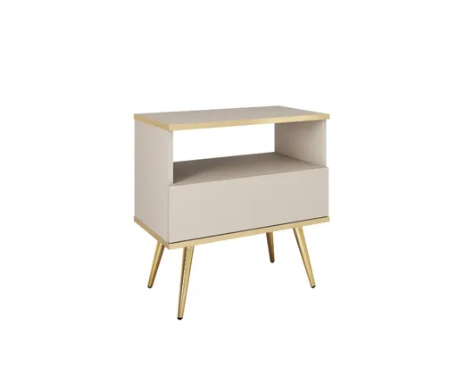 ArtPS Nočný stolík BIJOU S-54 | béžová / zlaté nohy