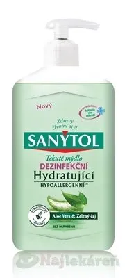 Sanytol dezinfekčné hydratačné mydlo zelený čaj & aloe vera 250 ml