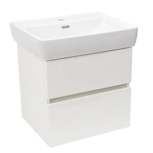 Kúpeľňová skrinka s keramickým umývadlom Laufen Naturel Project 52,5x51x45,3 cm biela lesk PROJECT260BI