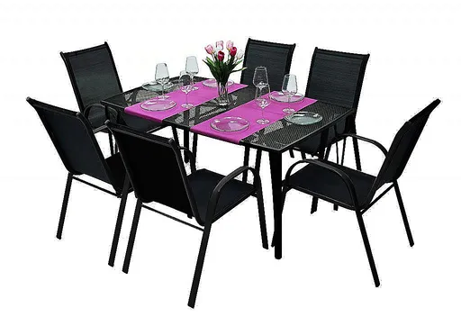 DEOKORK Záhradná kovová zostava GEORGIA 1+6 (čierna)