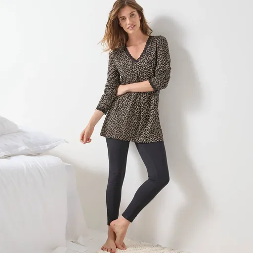 Pyžamo s legínami, dlhými rukávmi a zvieracím vzorom