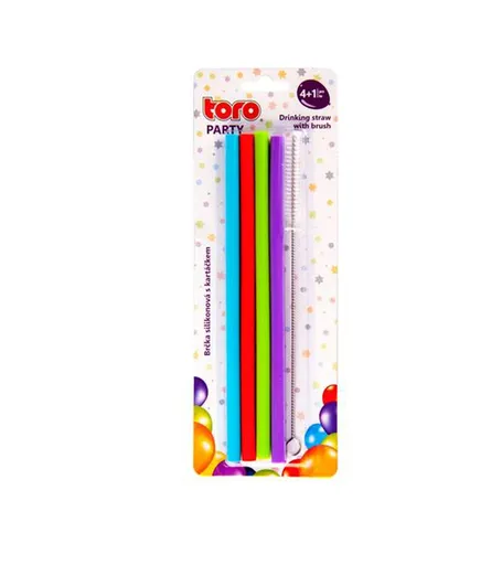 Silikónová slamka 20cm TORO 4ks s kefkou