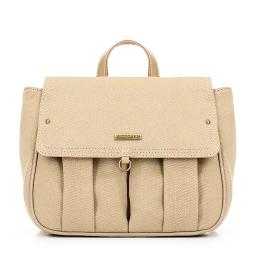 Mini dámsky ruksak s klopou béžový 100-4Y-441-9