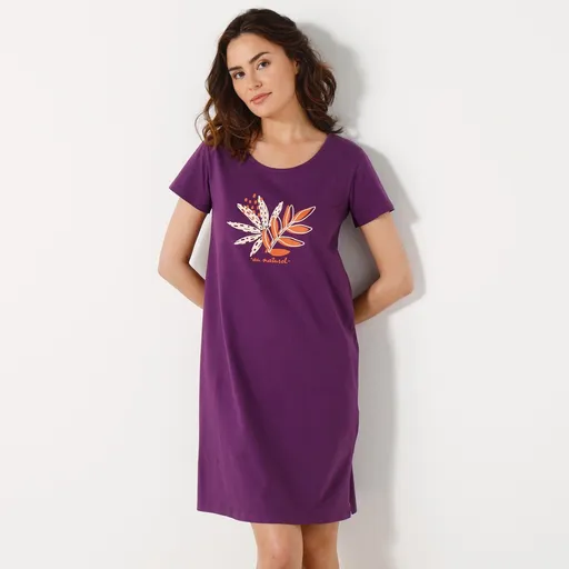 Krátka nočná košeľa s krátkymi rukávmi a motívom Au naturel