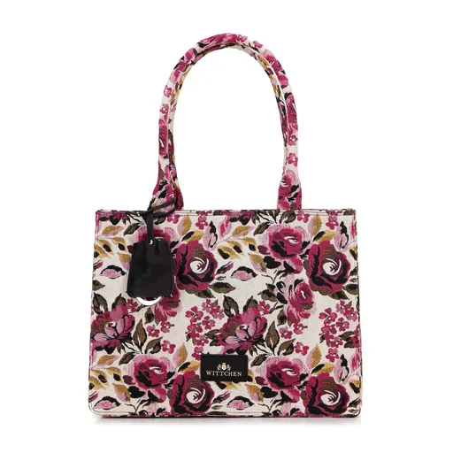 Dámska žakárová shopperka s brmbolcom multicolor