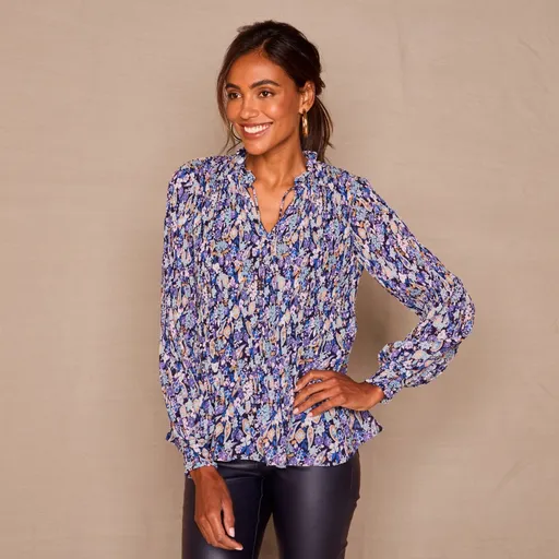 Plisovaná blúzka z voálu s potlačou kvetín