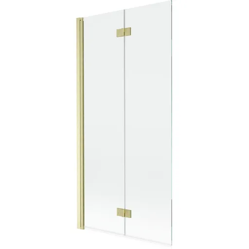 MEXEN - MIST vaňová zástena 90x150 cm 6mm 2-s, zlatá kartáčovaná, číra, ľavá 8A9-090-002-55-00-L