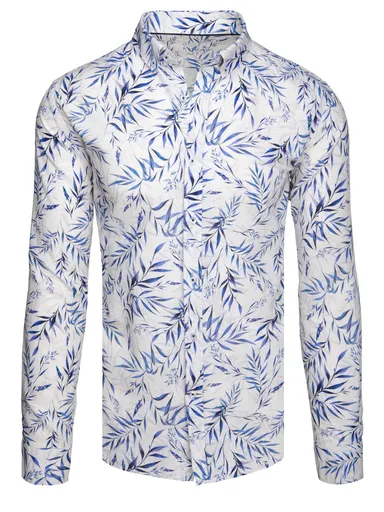 Košeľa pánska biela s listami Dstreet DX2640