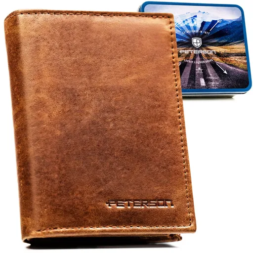 Svetlohnedá pánska kožená peňaženka s RFID ochranou – vertikálny model Peterson