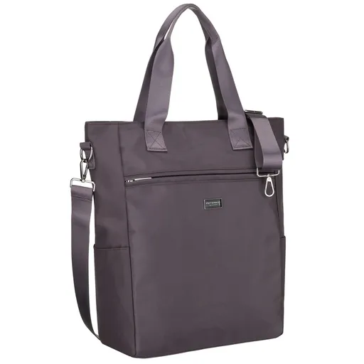 Šedá dámska shopper taška na uchách s odnímateľným popruhom a zipsovým uzáverom