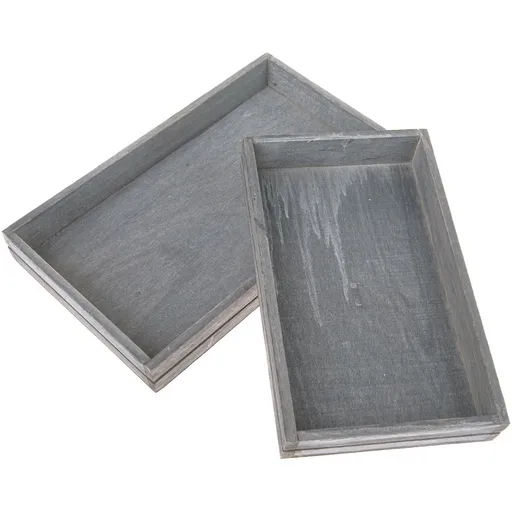 Set 2 drevených tácok Firry, sivá