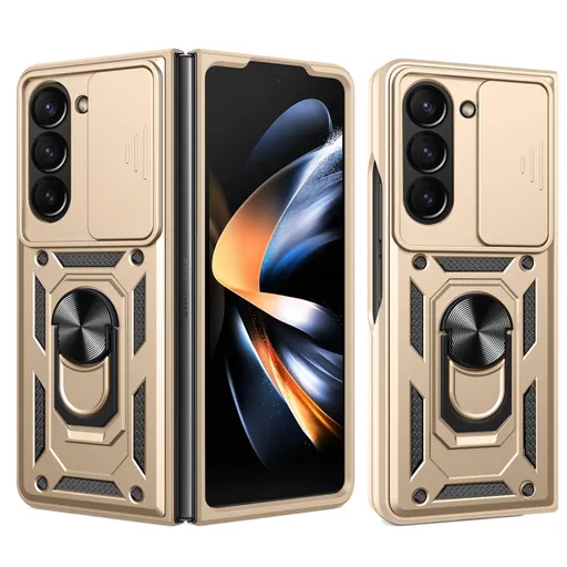 RING CAMERA Kryt s držiakom pre Samsung Galaxy Z Fold6 5G zlatý