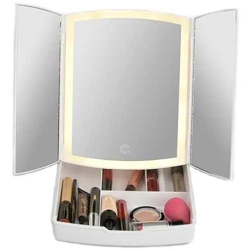 Kozmetické zrkadielko s podsvietením a organizérom