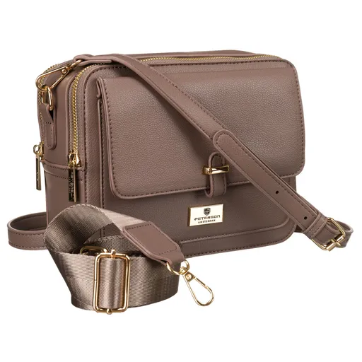 Hnedá dámska crossbody kabelka z eko kože s dvoma popruhmi – Peterson