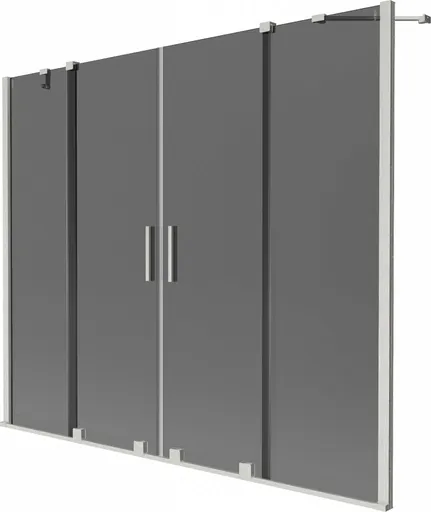 MEXEN/S - Velar Duo dvojkrídlová posuvná vaňová zástena 170 x 150, grafit, nikel kartáčovaný 896-170-000-42-97