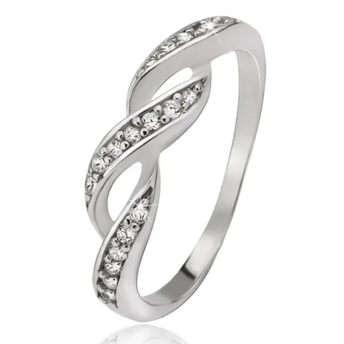 Prsteň zo striebra 925, zirkónové vlnky - Veľkosť: 55 mm