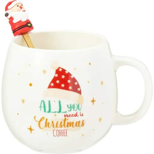 Vianočný porcelánový hrnček s lyžičkou Santa 550 ml