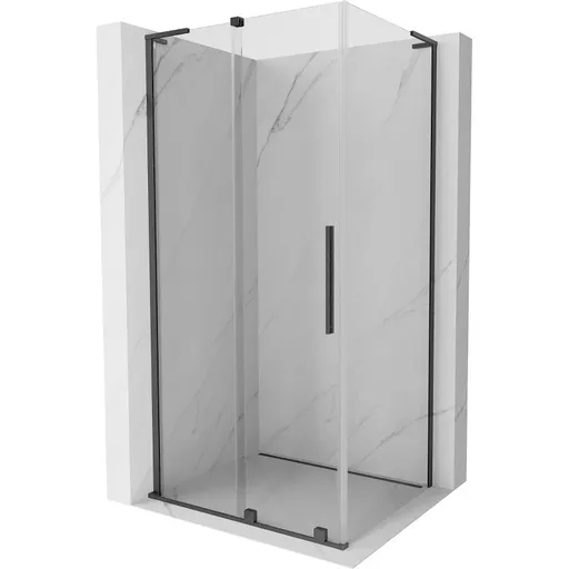 MEXEN/S - Velar L sprchovací kút, posuvné dvere 90 x 100, transparent, grafit kartáčovaná 871-090-100-03-66