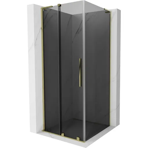 MEXEN/S - Velar L sprchovací kút, posuvné dvere 100 x 100, grafit, zlato 871-100-100-43-50