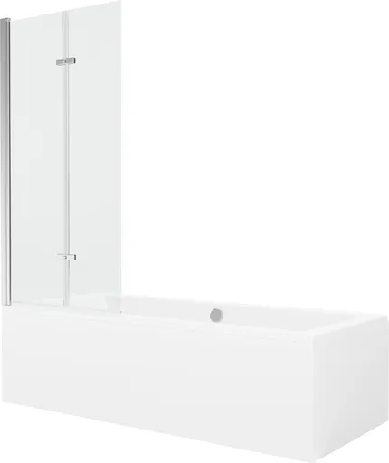 MEXEN/S - Cube obdĺžniková vaňa 180 x 80 cm s panelom + vaňová zástena 80, transparent, chróm 550518080X9208020100