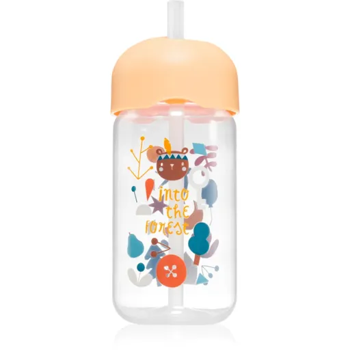 Suavinex Forest Straw Trainer Cup detská fľaša s rúrkou 18 m+ Yellow 340 ml