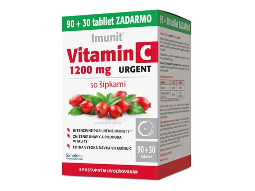 Vitamín C 1200 mg Urgent so šípkami 90+30 tabliet
