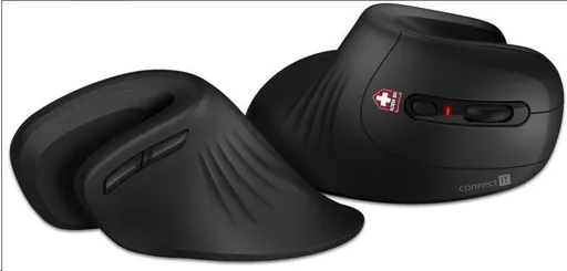 CONNECT IT FOR HEALTH ergonomická vertikálna myš (+ 1x AA batéria zadarmo) bezdrôtová, čierna