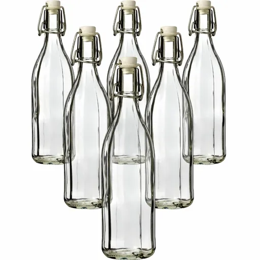 Sklenená fľaša s clip uzáverom, 1 l, 6 ks, 1 l