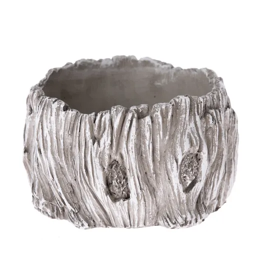 Betónový kvetináč dekor Kôra stromu, sivá, 17 x 10 cm,